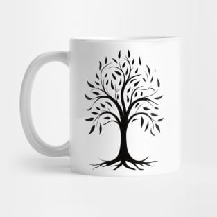Black Deciduous Tree Silhouette Tee Mug
